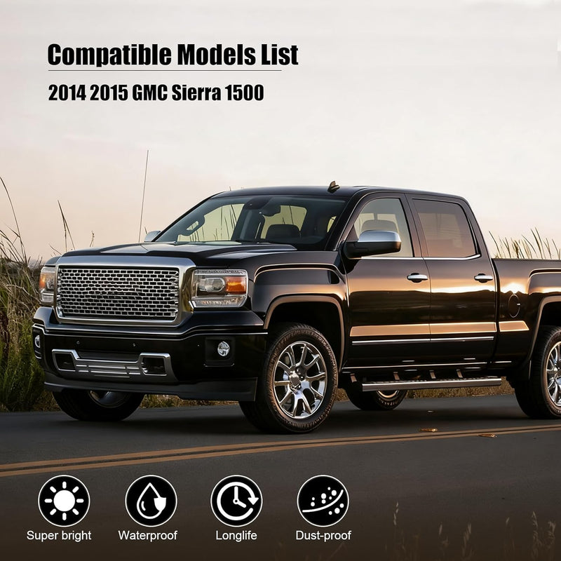 DOT Approved Waterproof Halogen Fog Lights with Bezels for 2014-2015 GMC Sierra 1500 Plug & Play-2