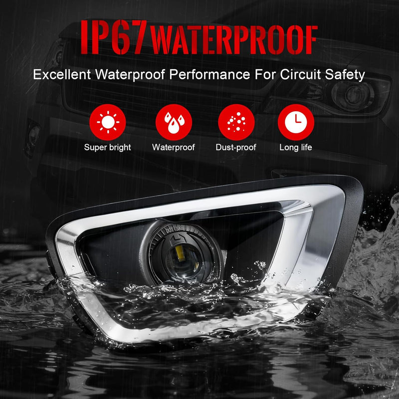 DOT Compliant LED Fog Lights for 2015-2019 Chevy Colorado with Wiring Harness & Switch Clear Lens Plug & Play-6