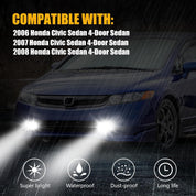 OKSIWA LED Fog Lights Fit for 2006 2007 2008 Honda Civic 4-Door Sedan, Front Bumper Driving Light Kit,Fog Lamps Assembly Replacement with Wiring Harness,Clear Lens，Plug and Play