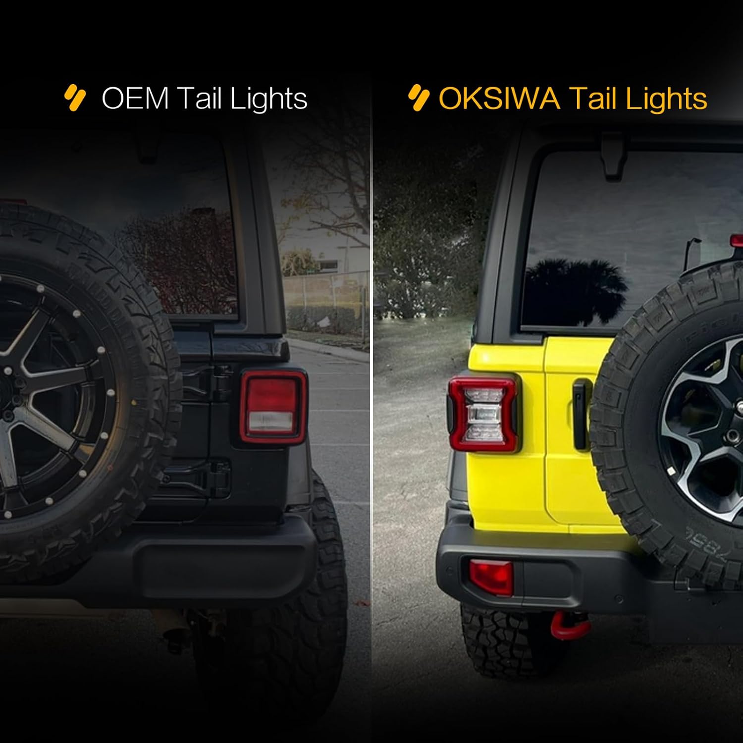 OKSIWA Full LED Tail Light Fit for 2018 2019 2020 2021 2022 2023 Jeep Wrangler JL(For Stock Halogen Model to Upgrade to FULL LED),LED Rear Light Set Brake Lamp Tail Lamp-5