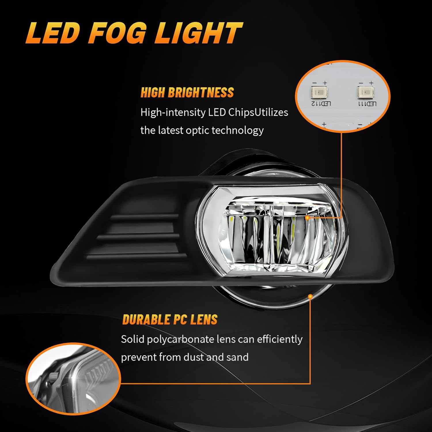 OKSIWA LED Fog Lights For 2007 2008 2009 Toyota Camry, Front Bumper Driving Light kit,Fog Lamps Assembly Replacement with Switch, Wiring Harness,Plug and Play