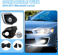 OKSIWA Fog Lights Compatible with 2016 2017 Mitsubishi Lancer 1 Pair Front Bumper Driving Fog Lamps- Clear Lens-4
