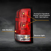 OKSIWA Halogen Tail Light for 2007-2013 GMC Sierra 1500 2500HD 3500HD, with Turn Signal, Brake, Reverse Light, Rear Lights Assembly, Plug N Play