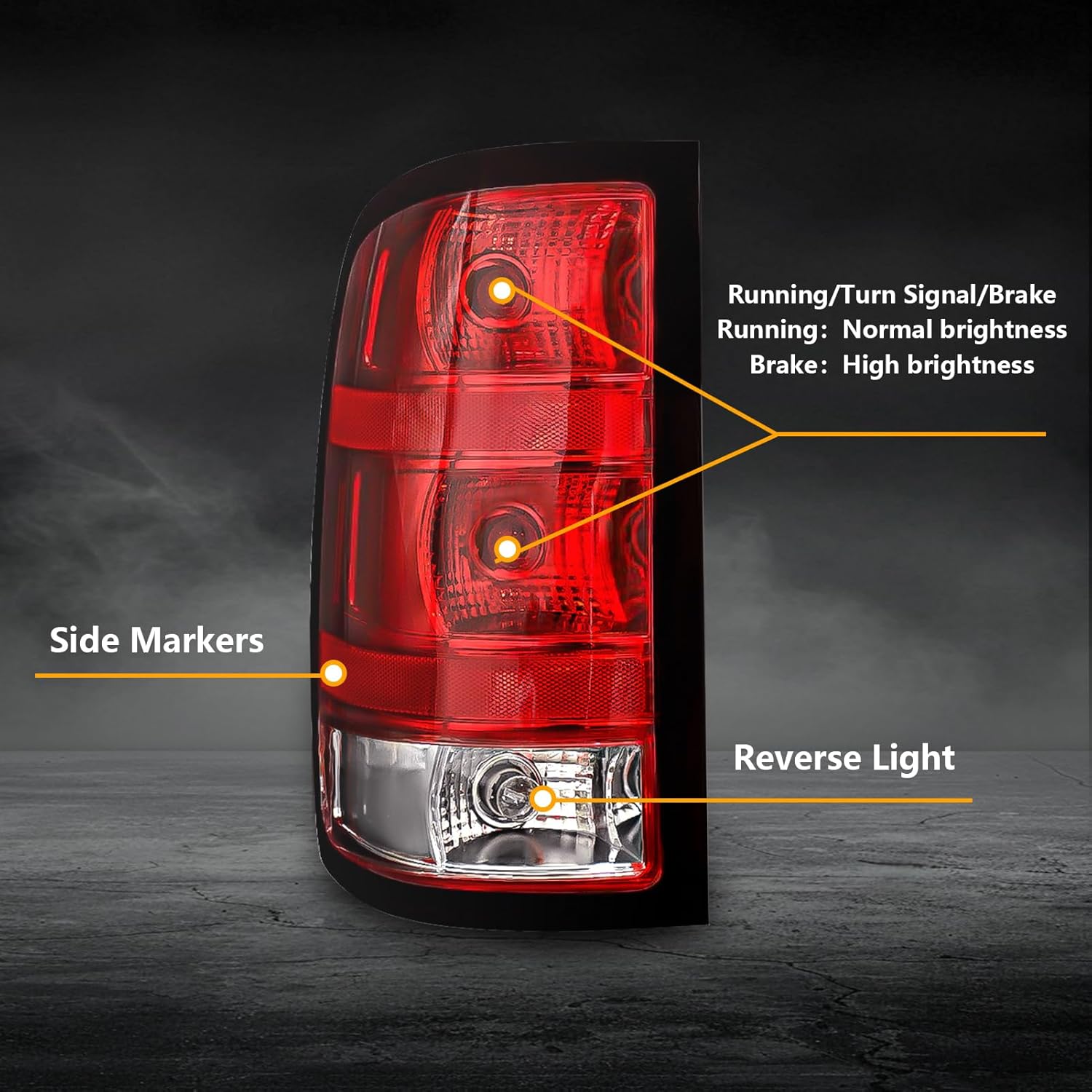 OKSIWA Halogen Tail Light for 2007-2013 GMC Sierra 1500 2500HD 3500HD, with Turn Signal, Brake, Reverse Light, Rear Lights Assembly, Plug N Play-7