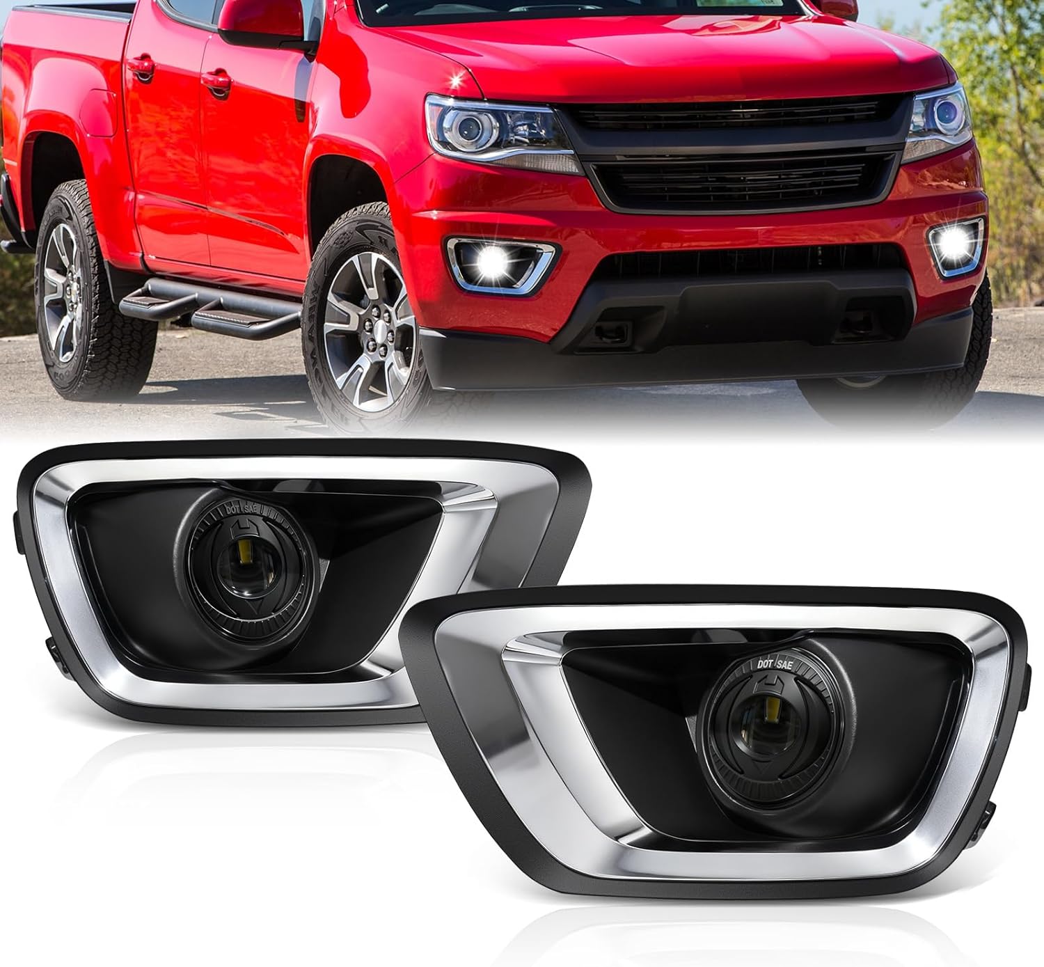 OKSIWA Upgraded LED Fog Lights Assembly Compatible with 2015-2019 Chevy Colorado,Front Bumper Driving LED Fog Lamps with Wiring Harness And Switch Clear Lens High Performance DOT Compliance