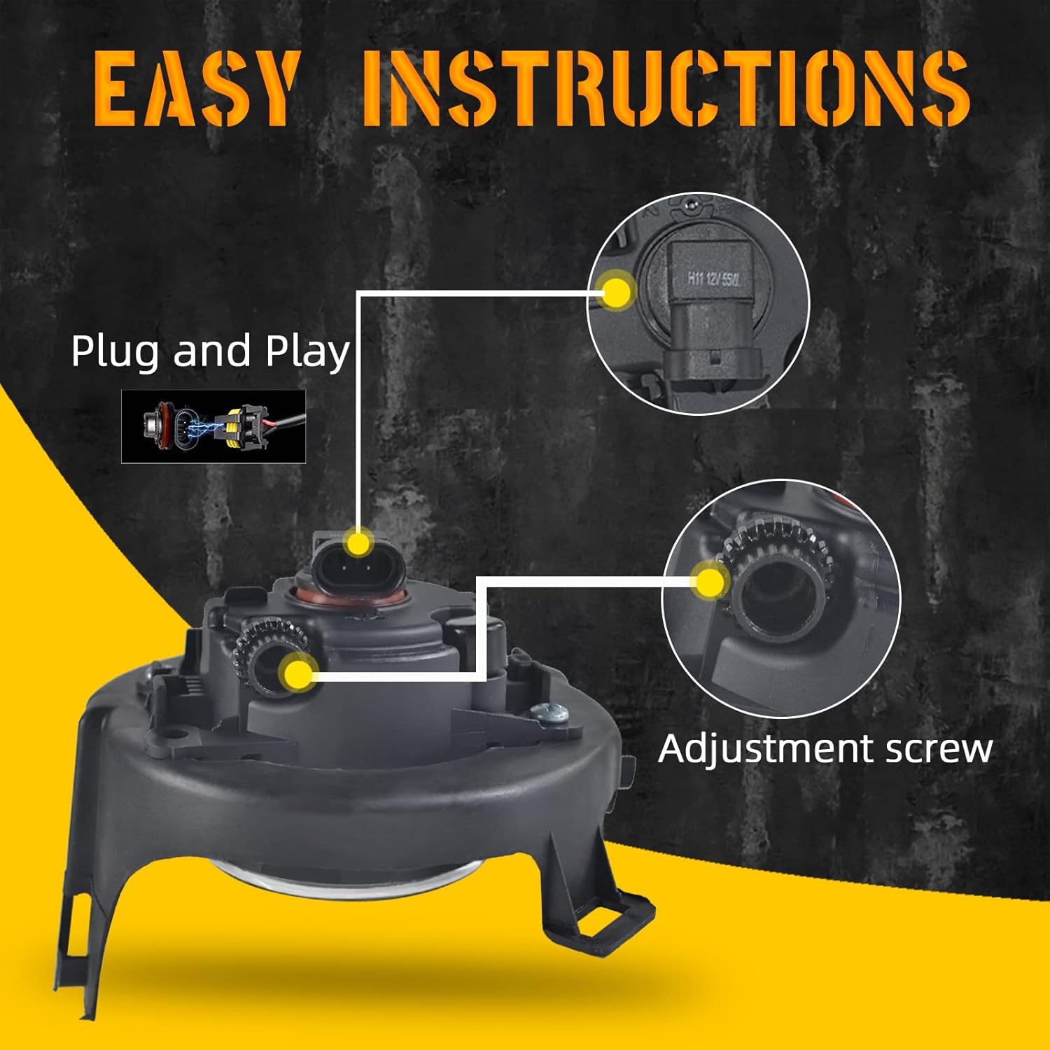 OKSIWA Fog Lights for 2005-2009 Nissan Frontier(w/Painted Bumper)/ 2005-2012 Nissan Pathfinder(w/Painted Bumper), 1 Pair Front Bumper Driving Fog Lamps With Harness Kit(12V 55W H11 Bulbs)-4