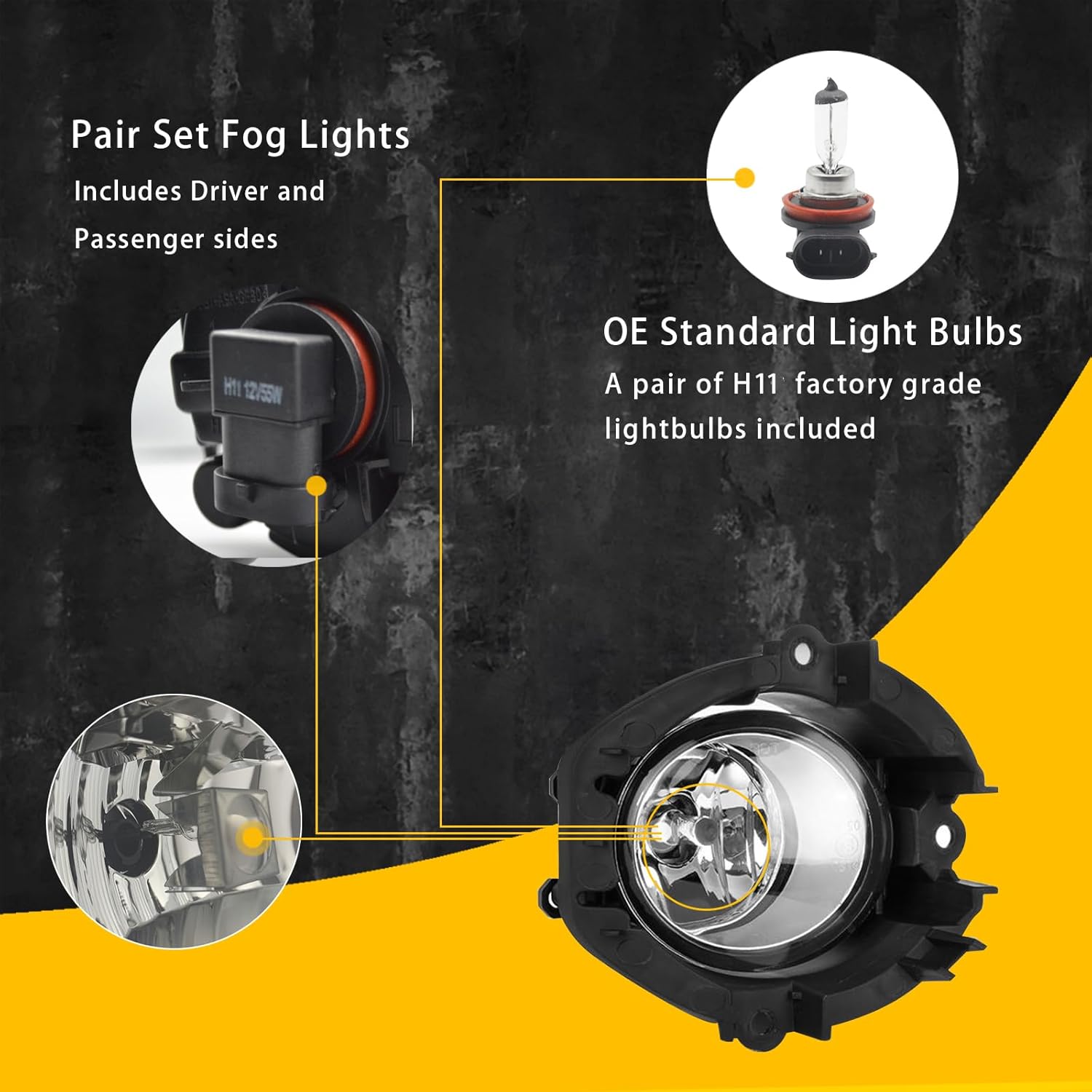 OKSIWA Fog Lights Compatible With Toyota RAV4 2006 2007 2008, 1 Pair Fog Lamps with Bezels and H11 12V 55W Bulbs included Switch and Wiring kit-5