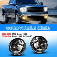 DOT Approved Halogen Fog Lights for 2007-2013 GMC Sierra 1500 & 2007-2014 Sierra 2500HD 3500HD Plug & Play-3