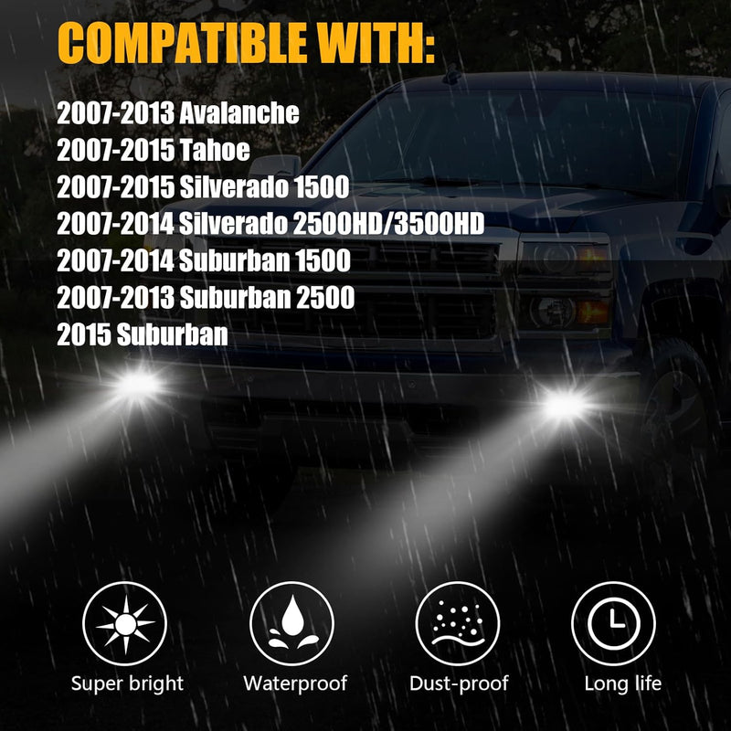DOT Compliant LED Fog Lights with DRL & Turn Signal for 2007-2015 Chevy Silverado Tahoe Suburban,2007-2013 Avalanche Plug & Play-3