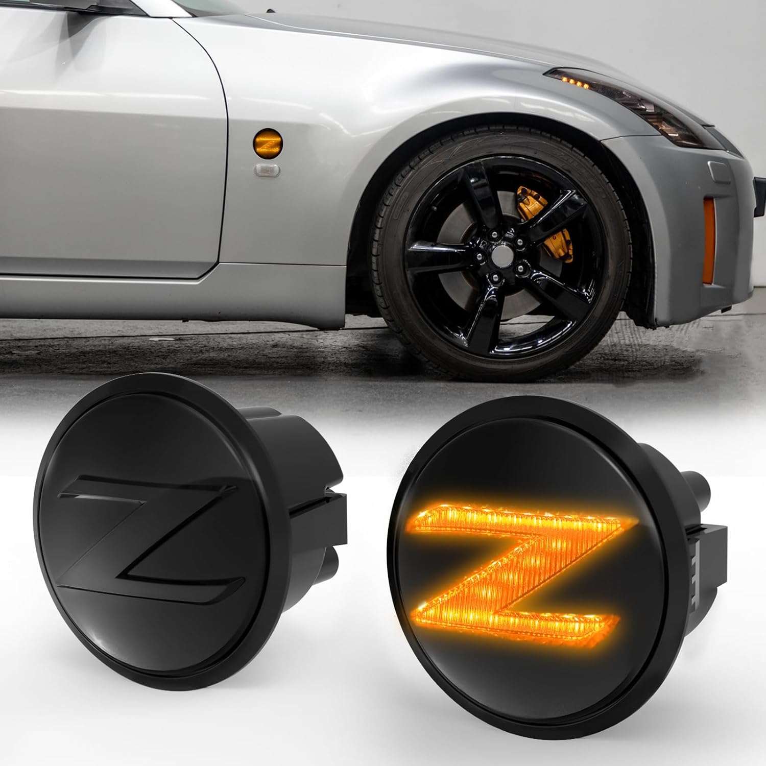 OKSIWA LED Side Marker Lights for Nissan 350z Z33 2003-2009, Nissan 370z Z34 2009-2020,With Sequential Amber Turn Signals One pair-1