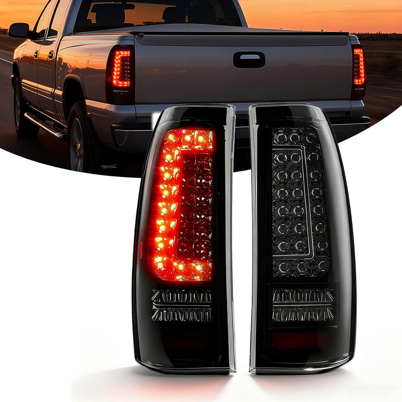 OKSIWA Full LED Tail Lights Assemble Fits for 1999-2002 Chevy Silverado 1500/2500 & 1999-2006 GMC Sierra 1500/2500/3500 With Start-Up Animation, Dynamic Turn Signals, Brake Light,Reverse Light-1