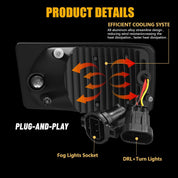 OKSIWA  LED Fog Lights with Day Running Light Amber Turn Signal for 2007-2015 Chevy Silverado, Suburban, Tahoe, 2007-2013 Avalanche, Pick Up Truck Fog Lamp with Fog Wiring Harness Switch