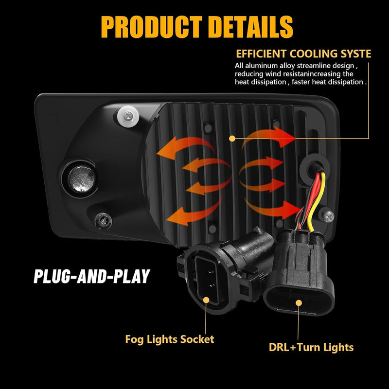 DOT Compliant LED Fog Lights with DRL & Turn Signal for 2007-2015 Chevy Silverado Tahoe Suburban,2007-2013 Avalanche Plug & Play-4