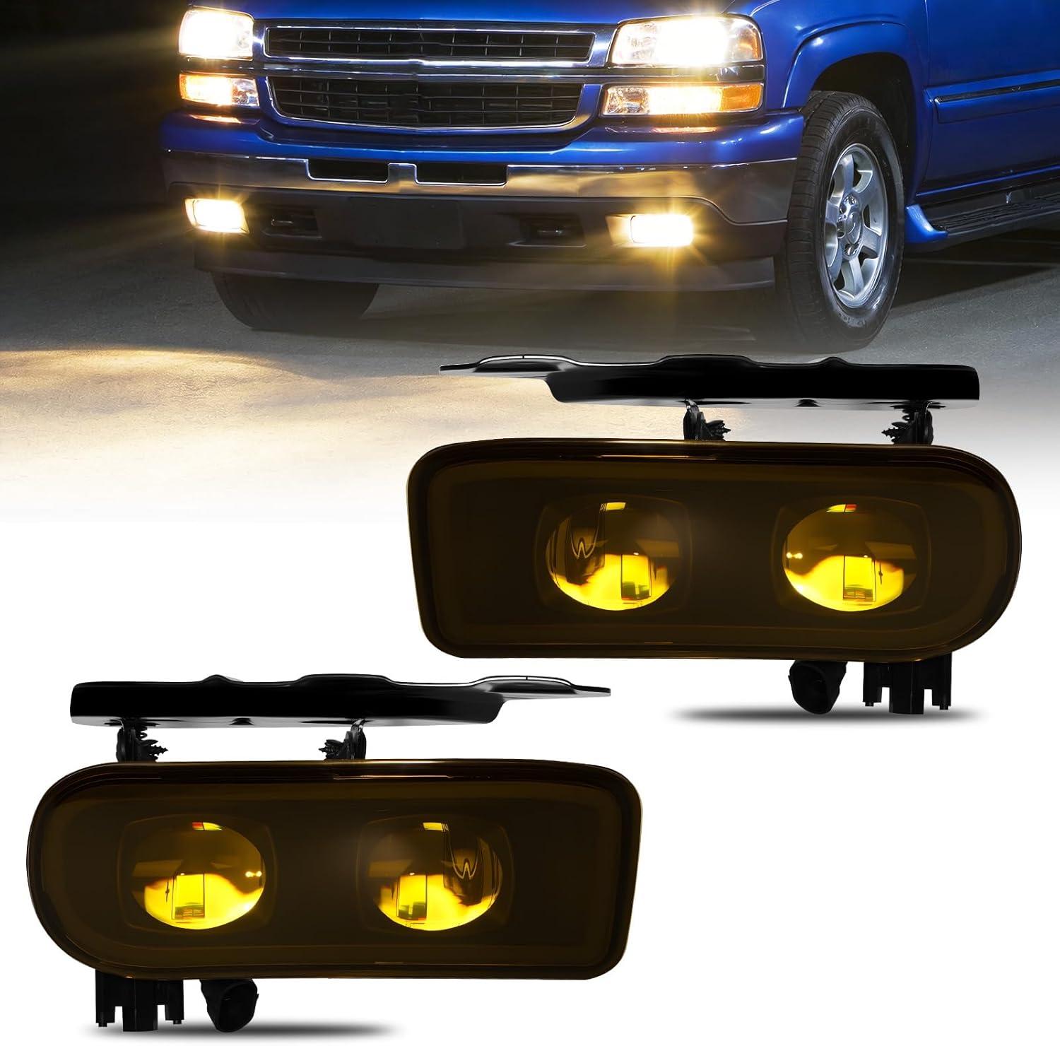OKSIWA LED Fog Lights Assembly Compatible with 2002 2003 2004 2005 2006 Cadillac Escalade/Escalade EXT/Escalade ESV Driving Fog Lamps Yellow Lens-1