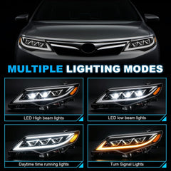 LED Projector Headlights with Startup Animation & Sequential Turn Signal for 2012-2014 Toyota Camry XV50 DRL High Low Beam Clear Lens Waterproof Plug & Play 1 Pair-2