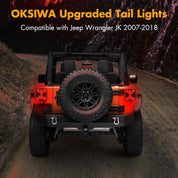 OKSIWA LED Tail Lights Fit For 2007-2018 Jeep Wrangler JK JKU Sport/Sahara/Rubicon, with Starting Dynamic Animation,Unique Shaped Design (X Clear)