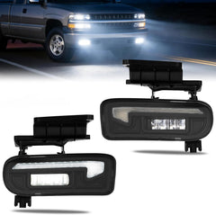 OKSIWA LED Fog Lights Assembly Fit For 1999-2002 Silverado 1500 2500/2001 2002 Silverado 1500HD 2500HD 3500/2000-2006 Tahoe Suburban 1500 2500 Fog Lamps LED3-1