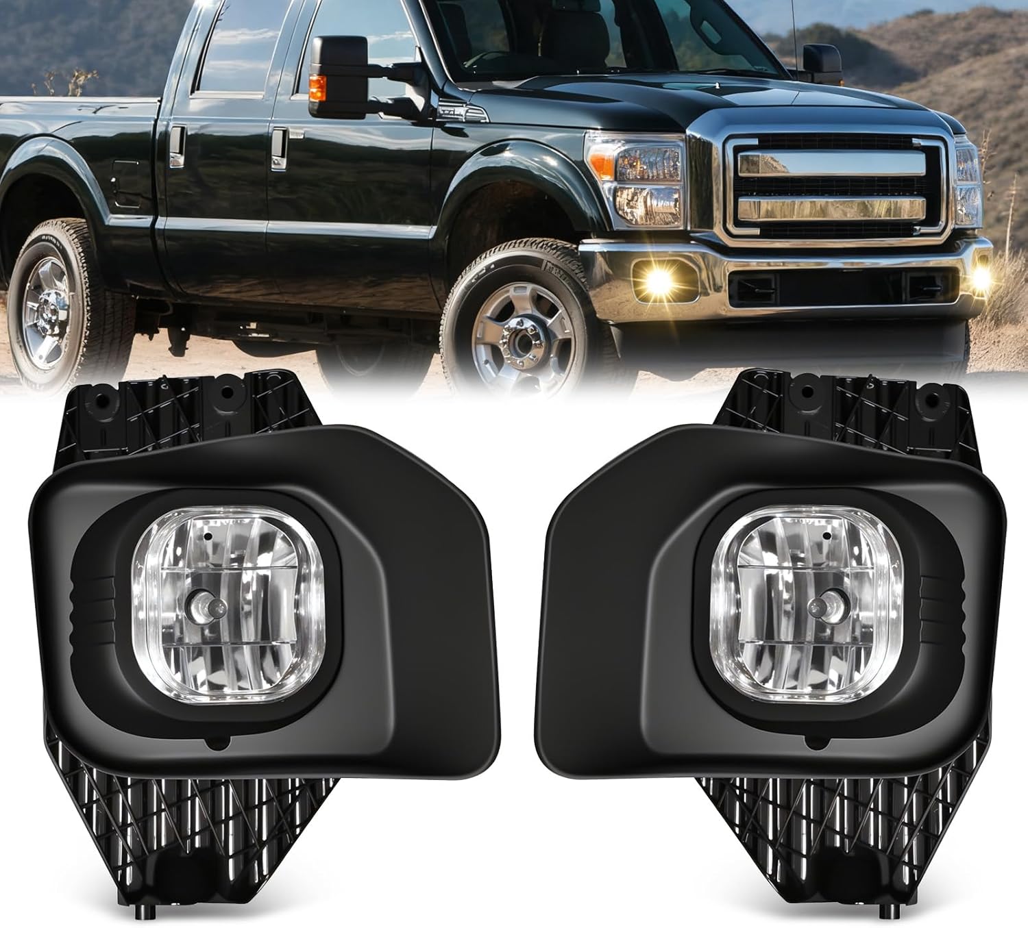 OKSIWA Fog Lights Compatible for Ford 2011-2016 F250/F350/F450/F550 Super Duty, Bumper Driving LED Fog Lamp Assembly Replacement FogLight Kit, DOT Certified（1 Pair）-1
