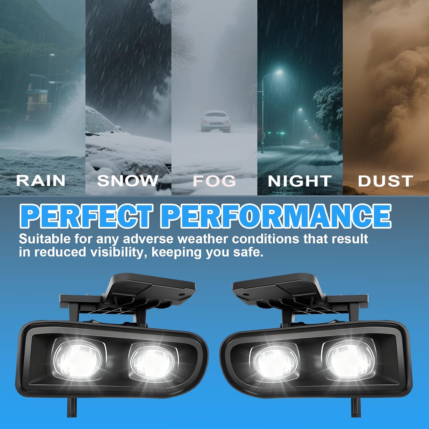 DOT Approved LED Fog Lights for 1999-2002 GMC Sierra & 2000-2006 GMC Yukon Plug & Play-7