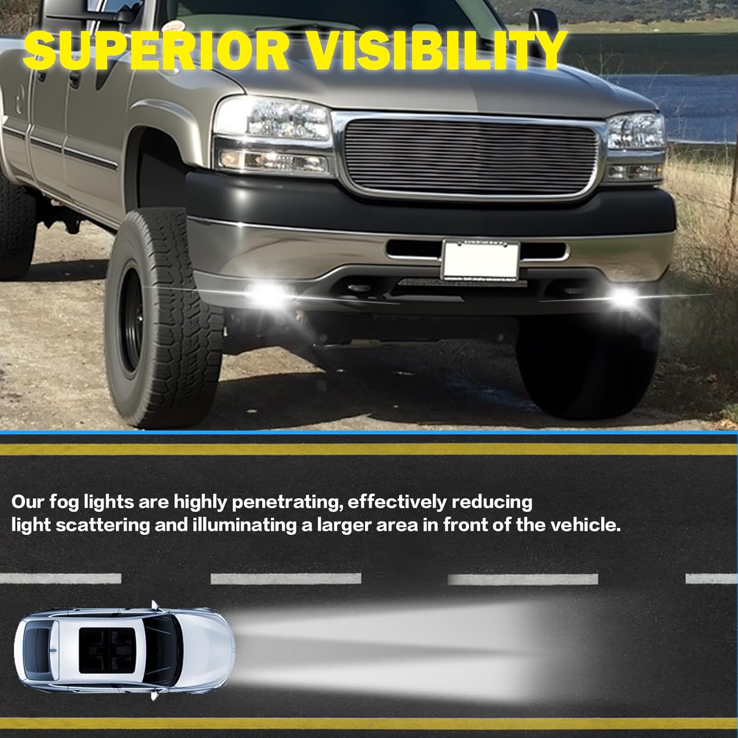 DOT Approved LED Fog Lights for 1999-2002 GMC Sierra & 2000-2006 GMC Yukon Plug & Play