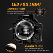 OKSIWA LED Fog Lights, Compatible with Nissan Altima Sedan 2007 2008 2009, Front Bumer Driving Light Fog Lamp Assembly Kit with Wiring Harness, Switch,Plug and Play