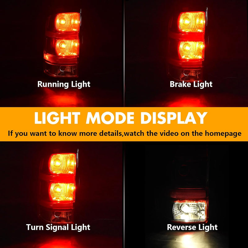 OKSIWA Halogen Tail Light for 2007-2013 GMC Sierra 1500 2500HD 3500HD, with Turn Signal, Brake, Reverse Light, Rear Lights Assembly, Plug N Play-3