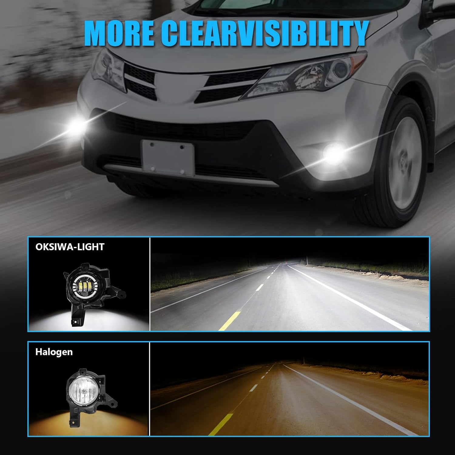 OKSIWA LED Fog Lights with DRL For 2013 2014 2015 Toyota RAV4, Amber Turn Signal,White Daytime Running Light, Front Bumper Fog Lamps Replacement with Wiring Harness,Easy to Install-6