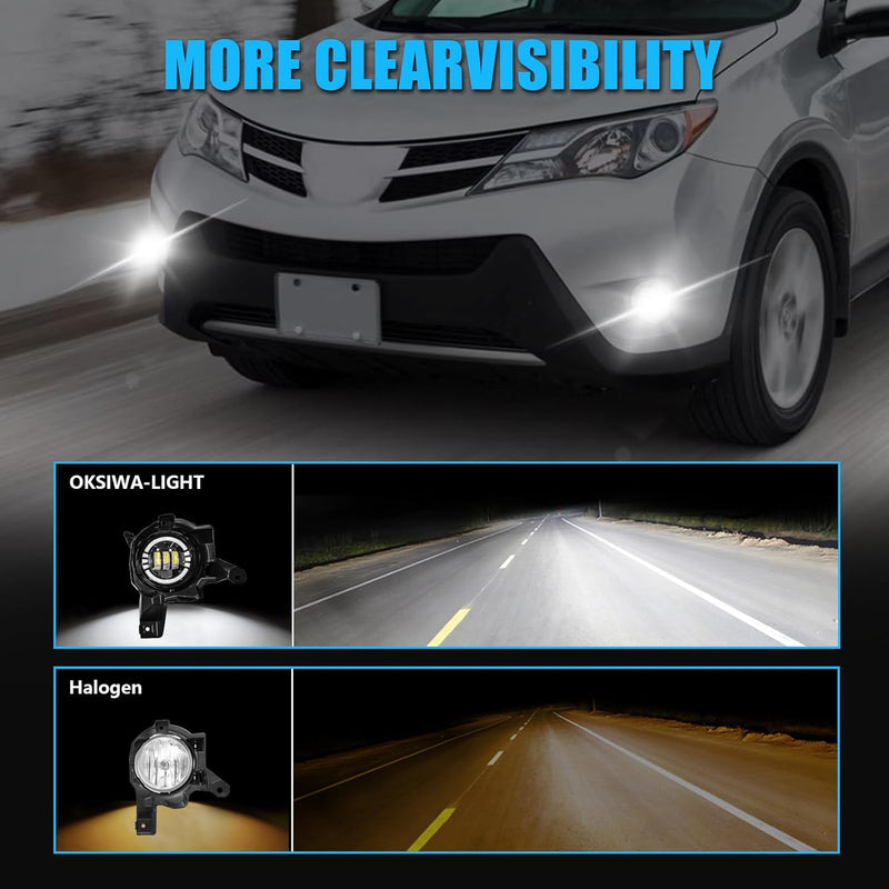 OKSIWA LED Fog Lights with DRL For 2013 2014 2015 Toyota RAV4, Amber Turn Signal,White Daytime Running Light, Front Bumper Fog Lamps Replacement with Wiring Harness,Easy to Install-6