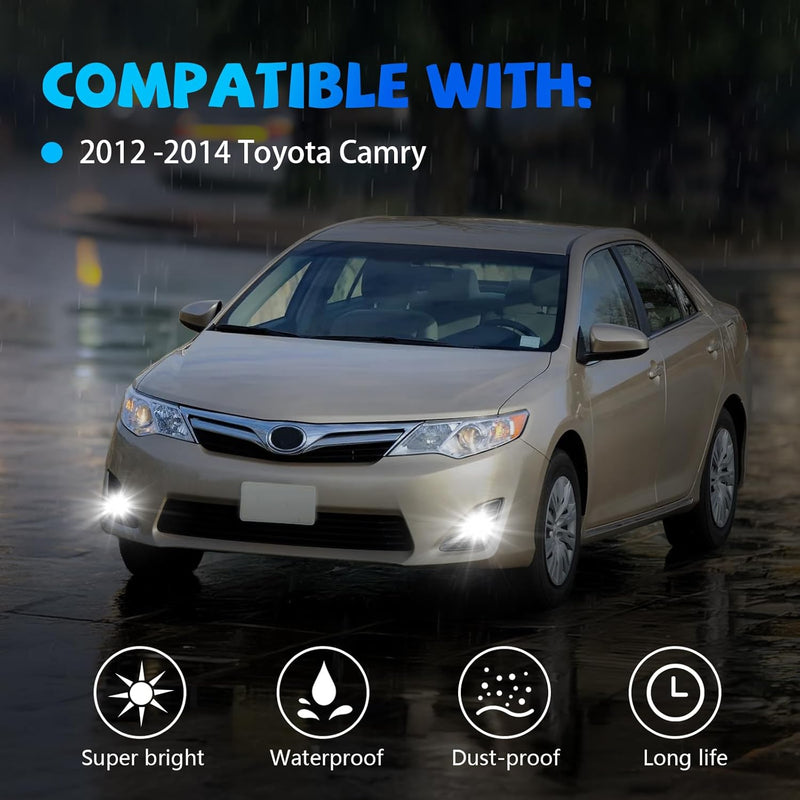 OKSIWA LED Fog Lights-For 2012-2014 Toyota Camry(Not for SE Models), Fog Light Assembly Replacement,Include Switch, Wiring Harness,Plug and Play,Chorme Bezels-2