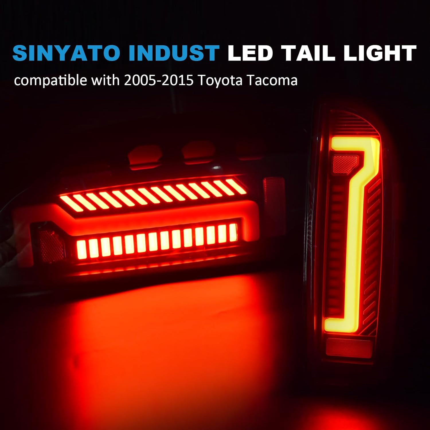 OKSIWA Sequential Full LED Tail Light Assembly for 2005-2015 Toyota Tacoma, 2nd Gen Tacoma - Animated, Dynamic Turn Signal, Brake, Reverse Lights - Smoked-6