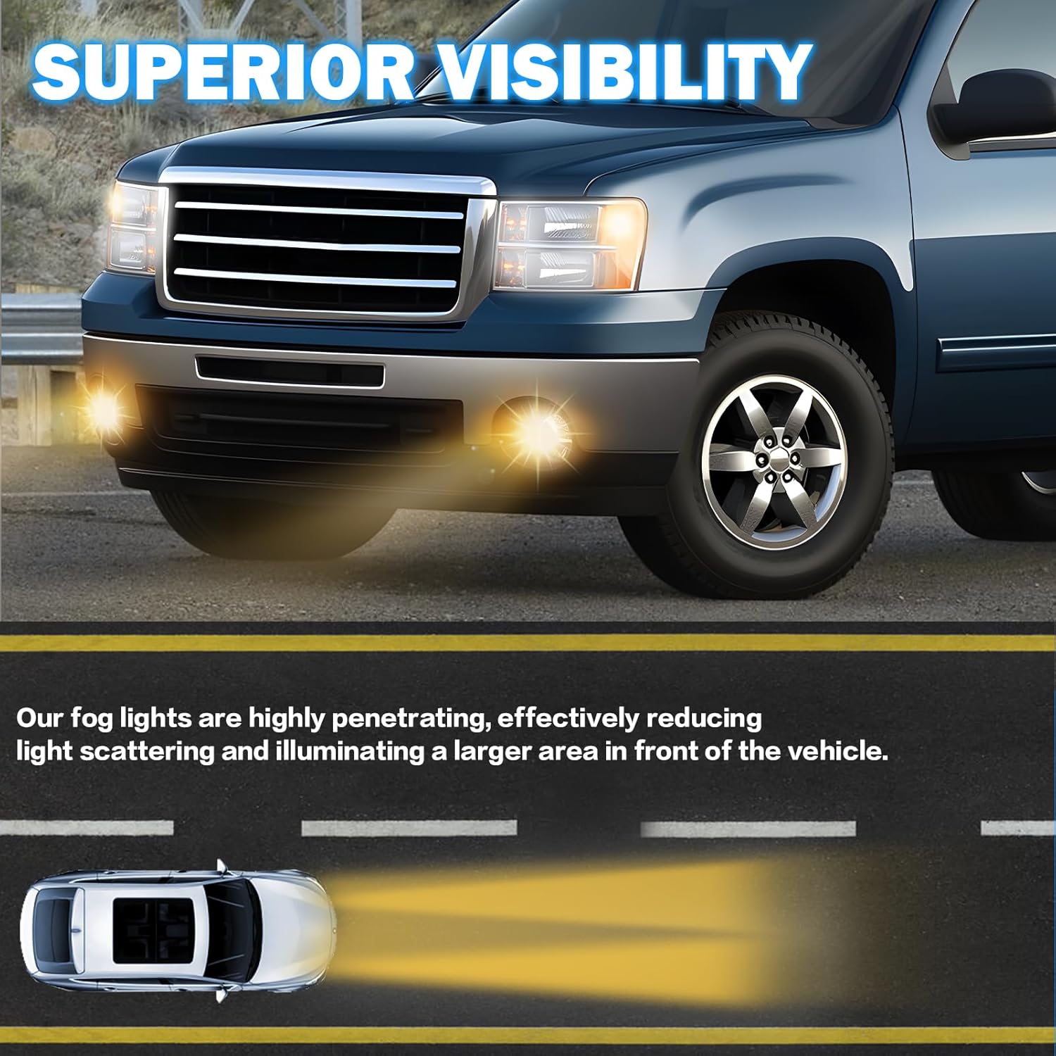 DOT Approved Halogen Fog Lights for 2007-2013 GMC Sierra 1500 & 2007-2014 Sierra 2500HD 3500HD Plug & Play-2