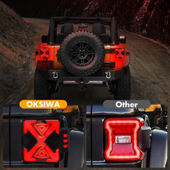 OKSIWA LED Tail Lights Fit For 2007-2018 Jeep Wrangler JK JKU Sport/Sahara/Rubicon, with Starting Dynamic Animation,Unique Shaped Design (X Smoked1)-3