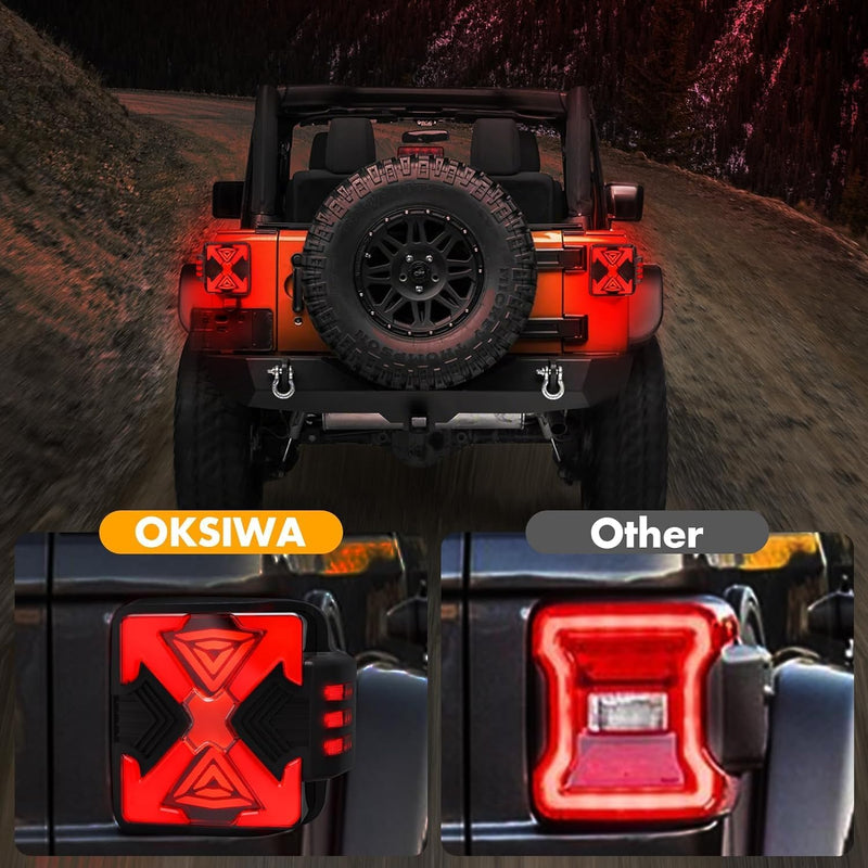 OKSIWA LED Tail Lights Fit For 2007-2018 Jeep Wrangler JK JKU Sport/Sahara/Rubicon, with Starting Dynamic Animation,Unique Shaped Design (X Smoked1)-3