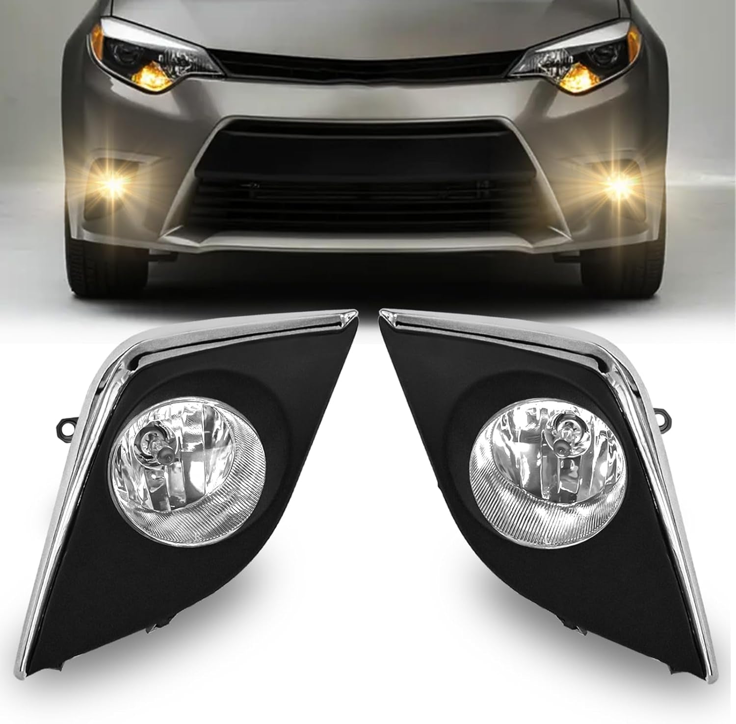 OKSIWA Fog Lights Assembly Compatible with 2014 2015 2016 Corolla/Altis CE ECO L LE, Bumper Driving Fog lamp Assembly Replacement (Halogen Fog Lights)