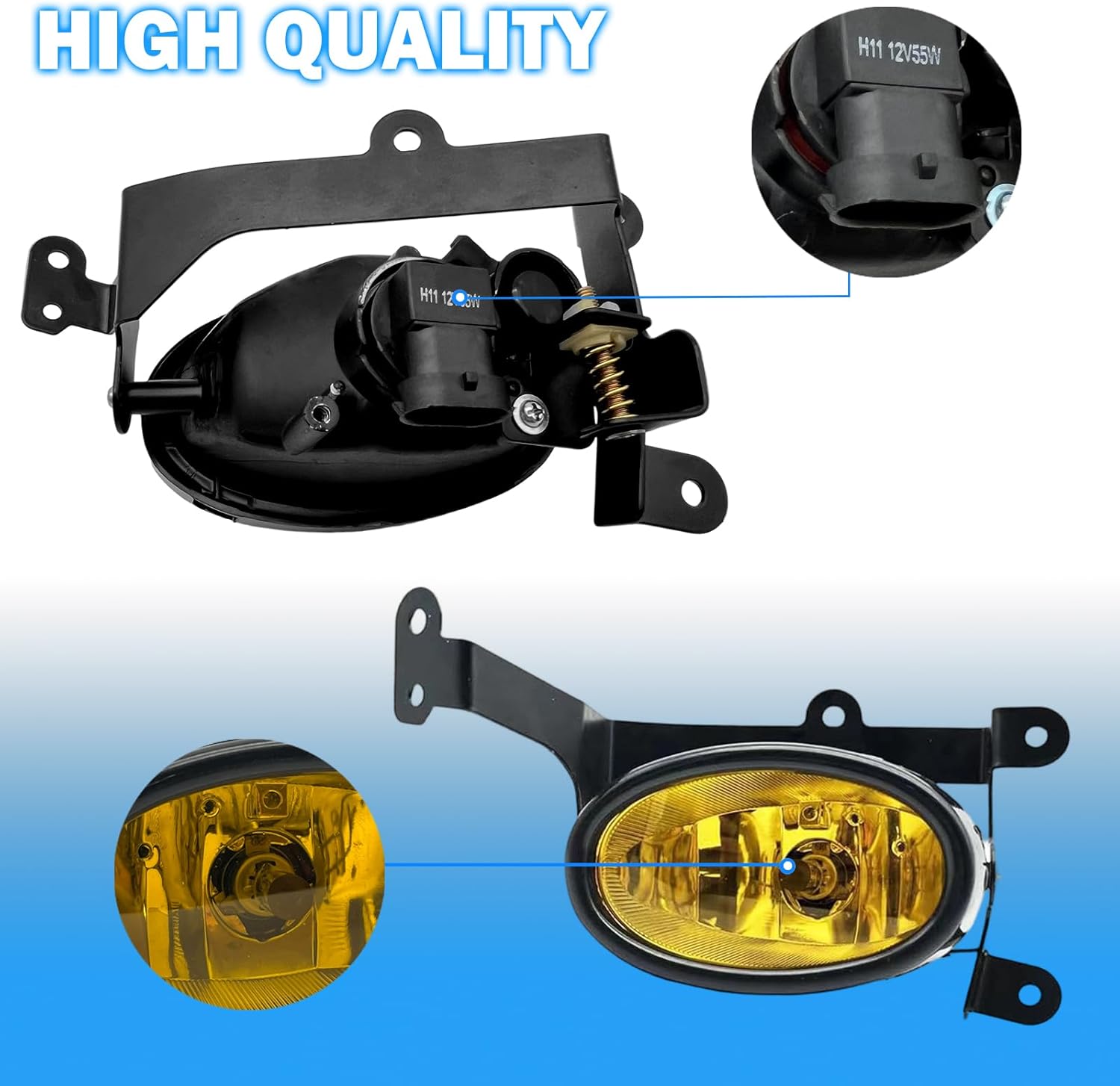 OKSIWA Fog Lights Compatible with 2DR Honda Civic Coupe 2006-2008 Pair Bumper Driving Fog Lamps with H11 12V 55W Halogen Bulb (Amber Lens)-4