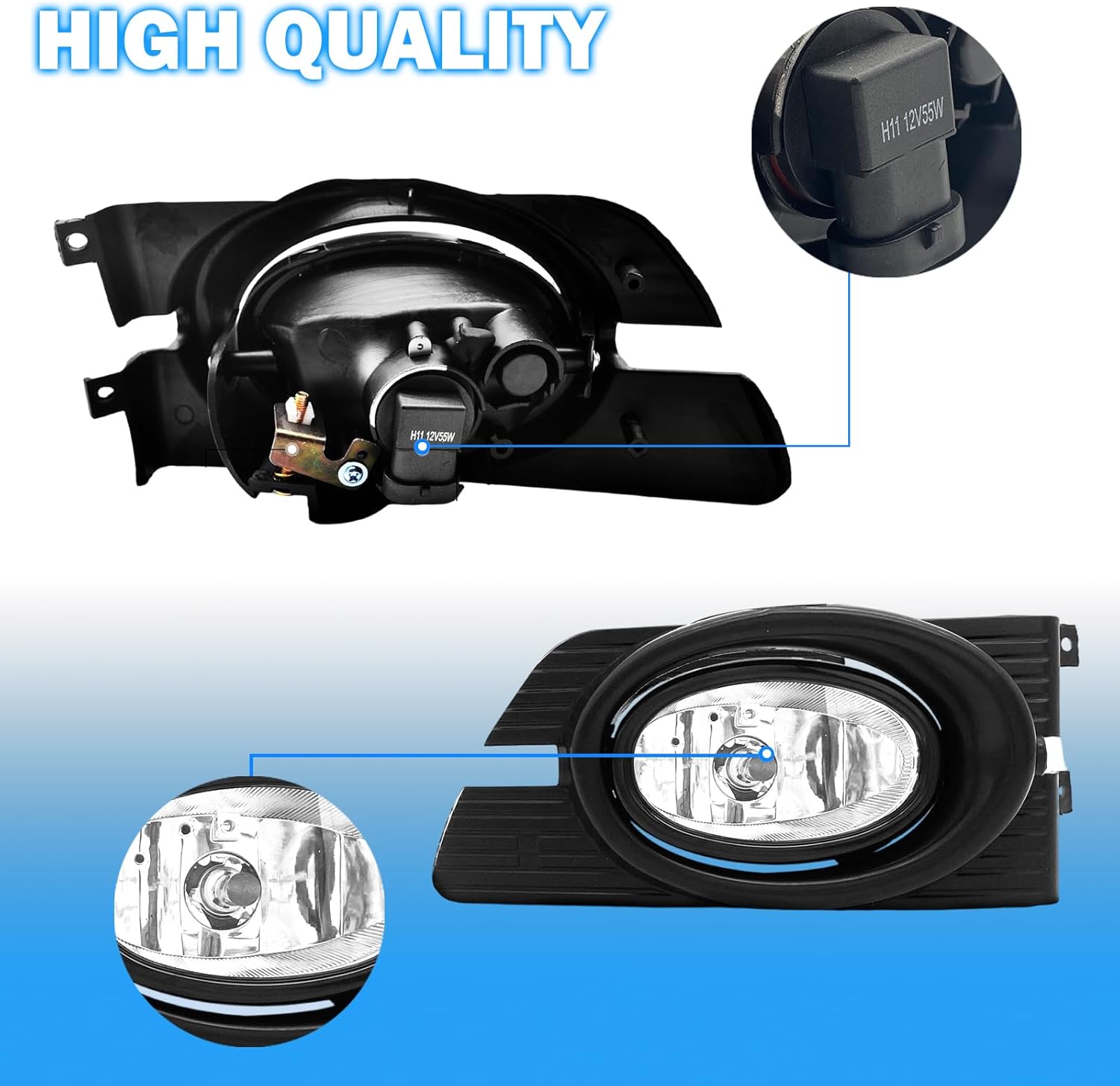 OKSIWA Fog Lights Fit For 2001-2002 Honda Accord 4DR Sedan 01 02 Front Driving Fog Lights Lamps(Clear Lens)-5