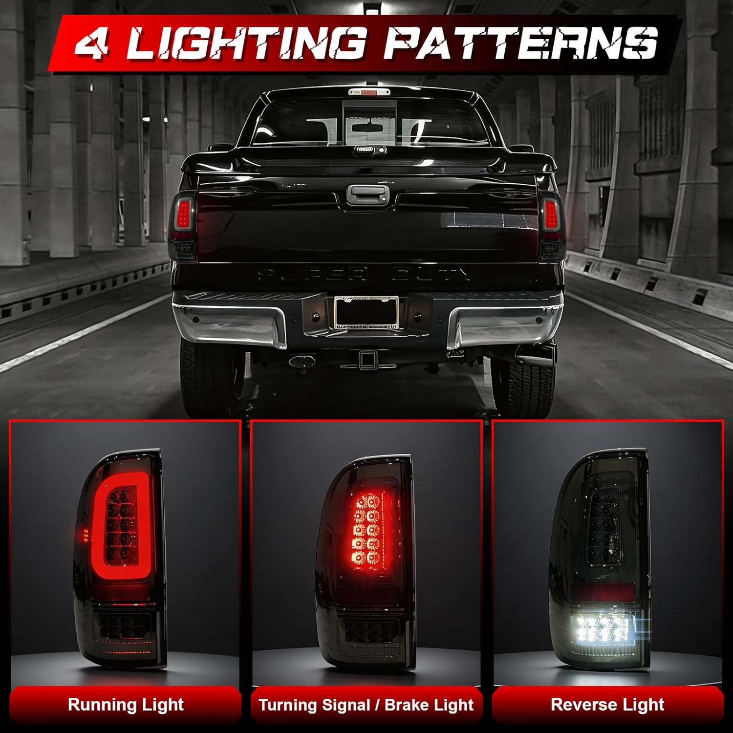 OKSIWA Smoked Full Led Tail Lights Fit for 2008-2016 Ford F250 F350 F450 Turn Signal,Brake Light,Reverse Light Rear Light Assembly Replacement