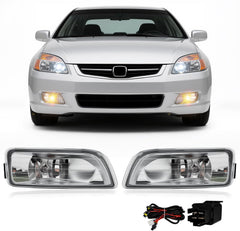 OKSIWA Fog Lights Assembly Compatible with 2003-2007 Honda Accord 4Door Sedan 2004-2008 Acura TL Fog Light Replacement with Halogen Bulbs Clear Lens Switch Harness Kit-1