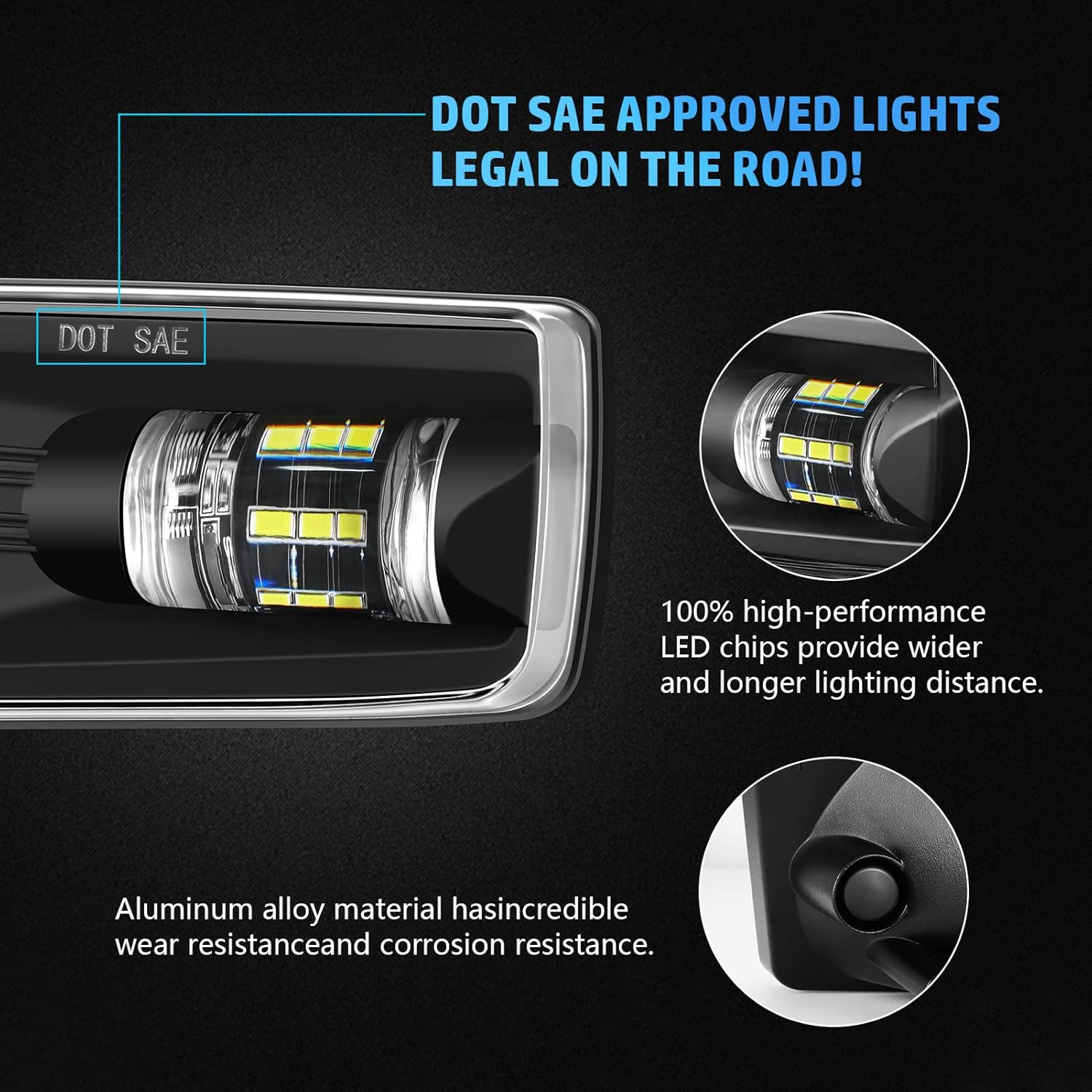 OKSIWA LED Fog Lights for 2007-2015 Chevy Silverado, Suburban, Tahoe, 2007-2013 Avalanche, Pick Up Truck Fog Lamp Replacement with Fog Wiring Harness Switch