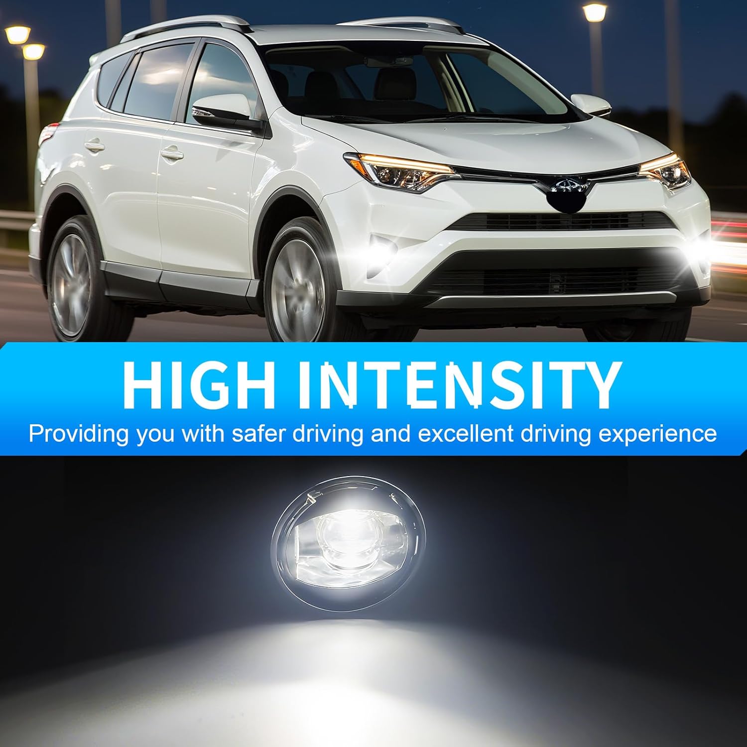 OKSIWA LED Fog Lights for 2016 2017 2018 Toyota RAV4,1 Pair Front Driving Fog Lamps Kits with Wiring Harness Switch,Clear Lens