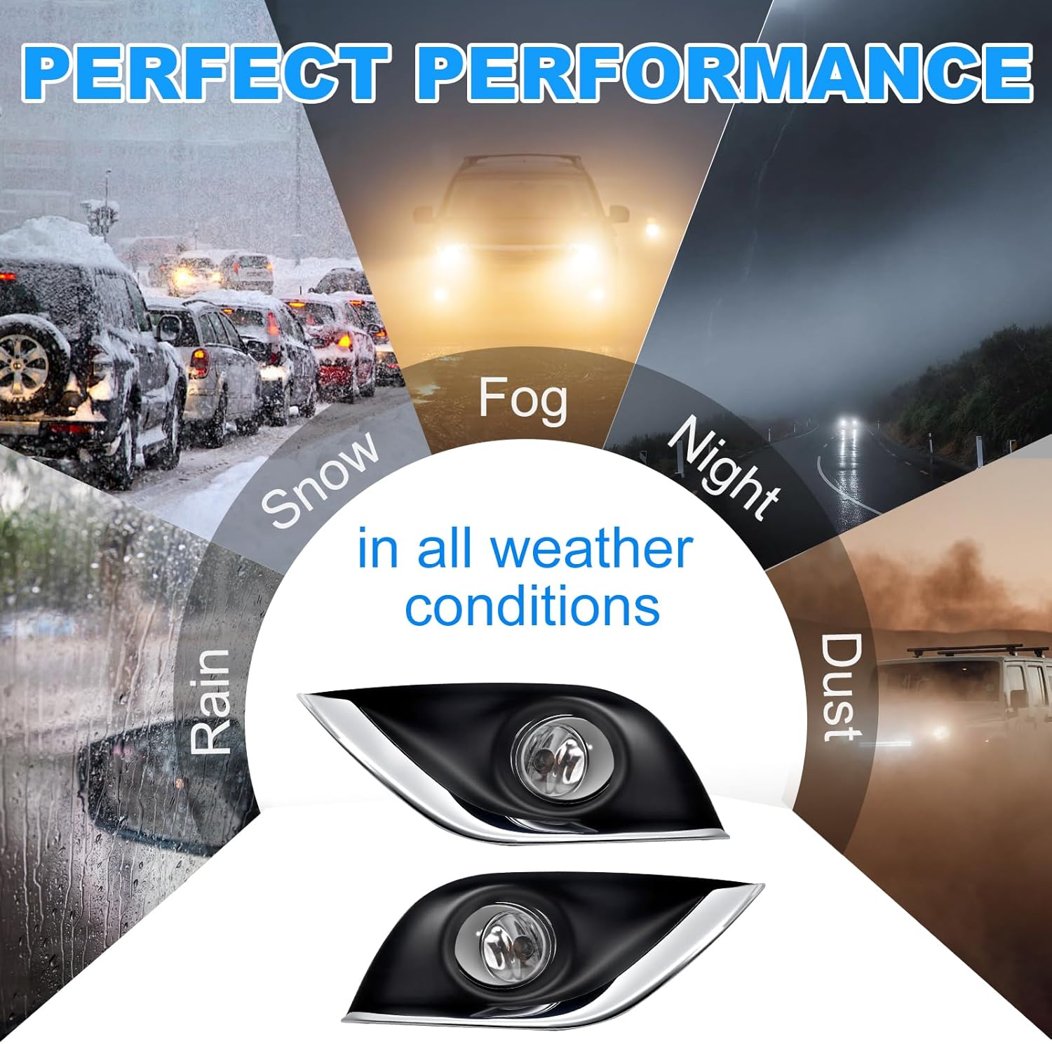 OKSIWA Fog Lights Assembly Fit for 2015-2019 Nissan Versa Fog Lamps Driving lights Halogen Bulbs w/Bezels Wiring and Switch Kit Clear Lens-6