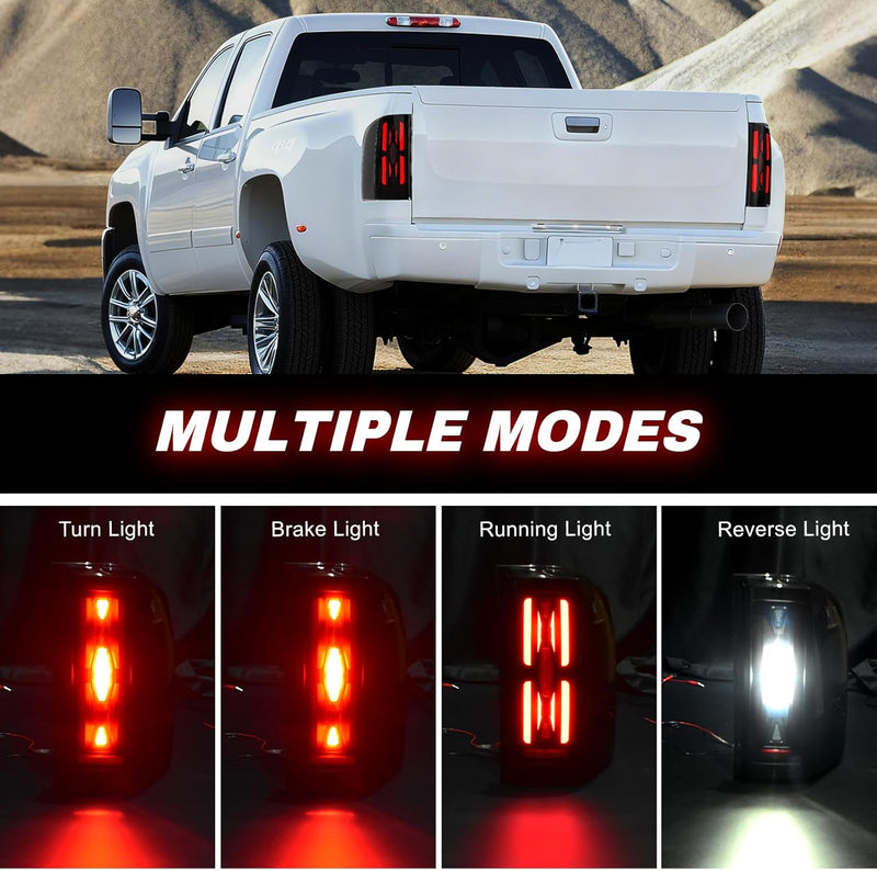 OKSIWA Sequential LED Tail Lights Assemble Fits for 2007-2013 Chevy Silverado 1500& 2007-2014 Chevy Silverado 2500HD/3500HD With Start-Up Animation, Dynamic Turn Signals, Brake Light,Reverse Light-Smoked-2