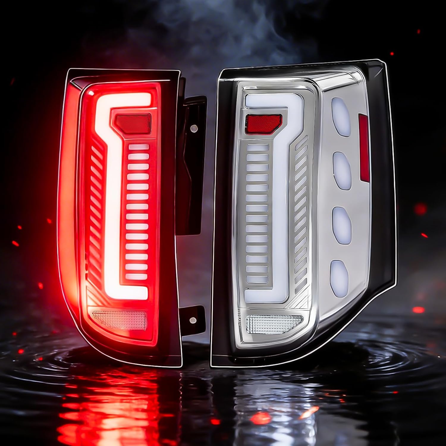 OKSIWA Transparent Sequential Full Led Tail Light Fit for 2011-2020 Dodge Grand Caravan & Ram C/V Starting Animated, Dynamic Turn Signal Lights, Reverse Lights, Brake Lights, Rear Lights Assembly