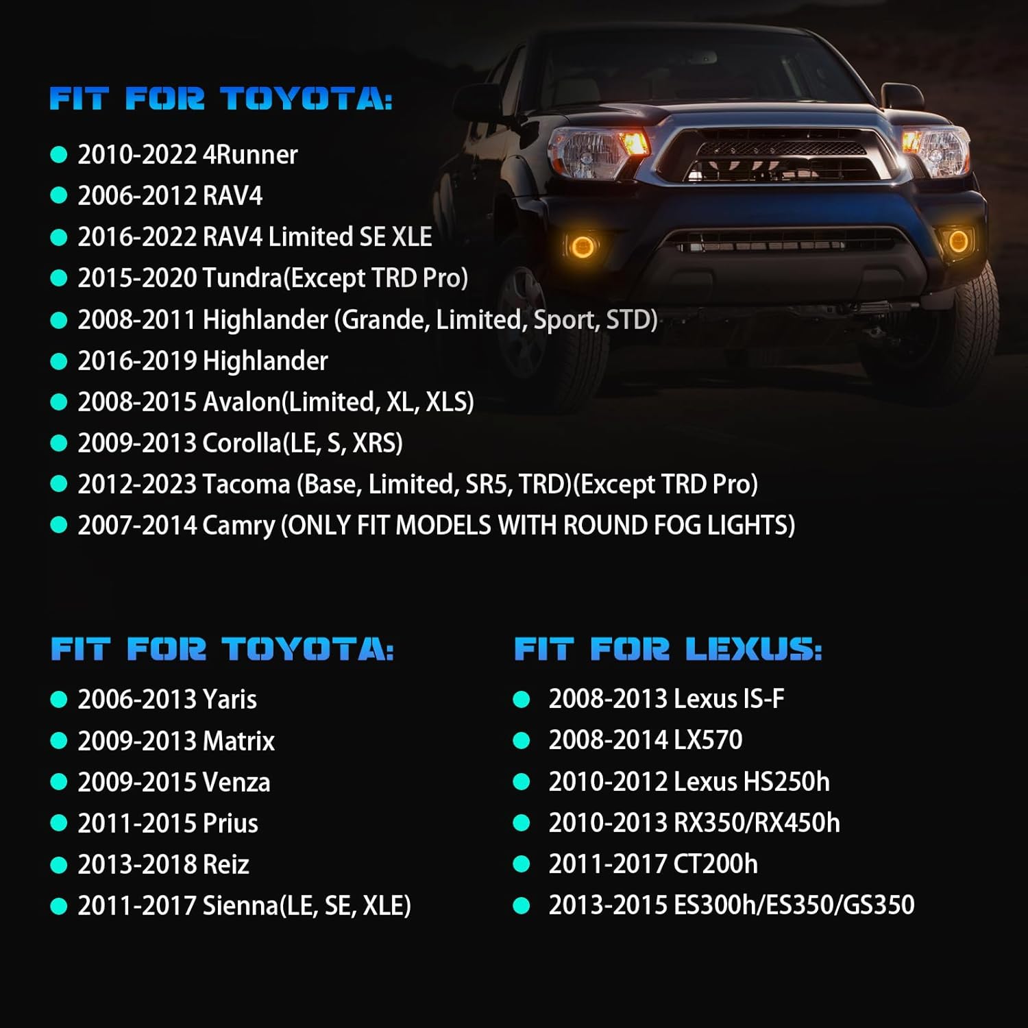 OKSIWA Laser Fog Lights with DRL Fit for Toyota 07-13 Camry,09-13 Corolla,10-11 Prius,06-12 RAV4,08-10 Highlander,12-16 Tacoma Upgrade and Modified 1 Pair Fog Lights Assembly, Front Bumper Driving Fog Lamps-4