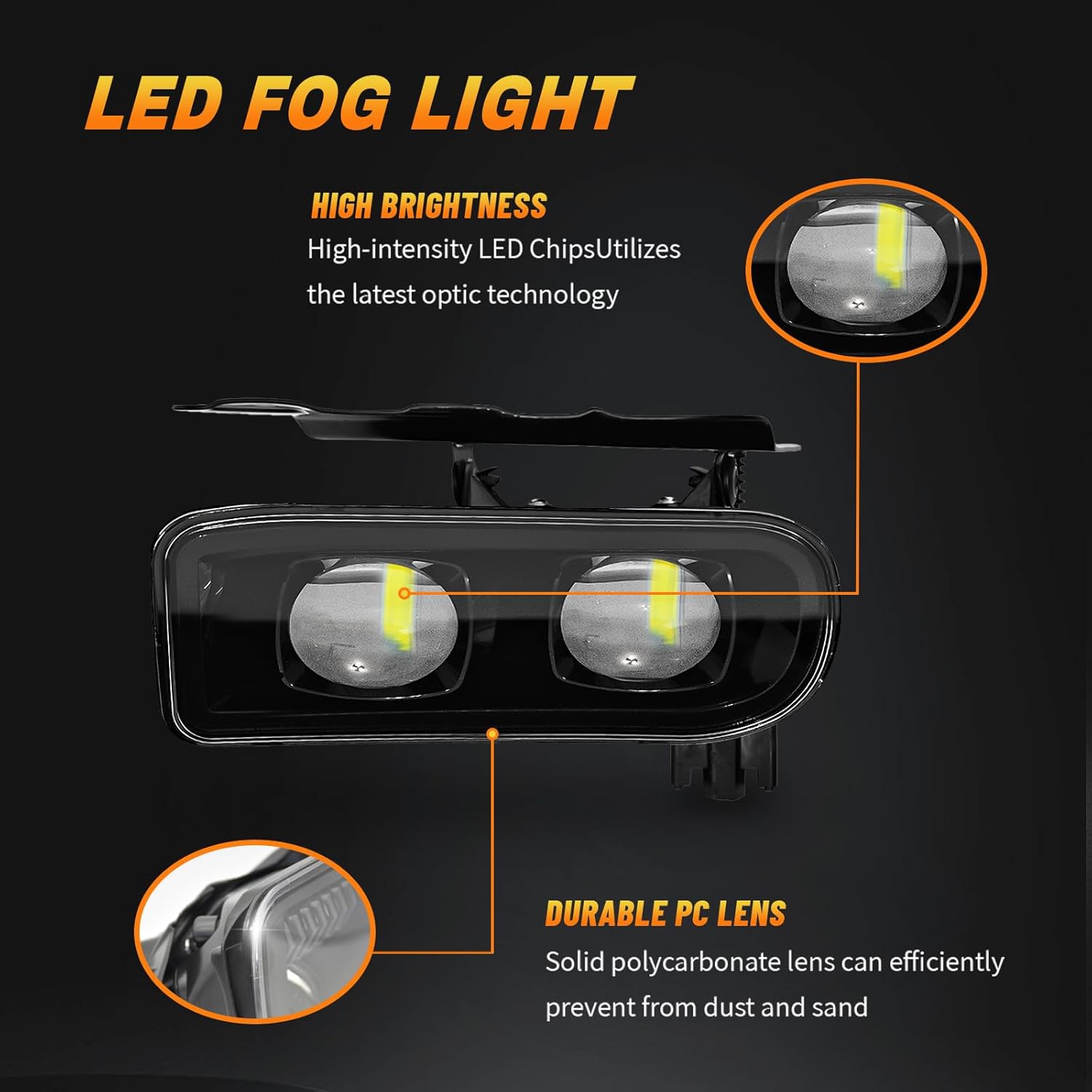 OKSIWA LED Fog Lights for 2002-2006 Cadillac Escalade/EXT, 2003-2006 Escalade ESV, Led Fog Lamps front Bumper Driving Light,Plug and Play-6