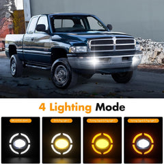OKSIWA LED Fog Lights with DRL Compatible For Dodge Ram 1500 2500 3500 1994-2002 Bumper Driving Fog Lamps Replacement, 4 Lighting Modes-2