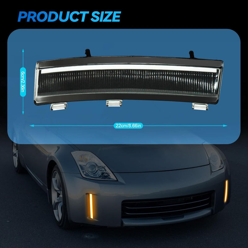 OKSIWA LED Side Marker Lights for Nissan 350Z LCI 2006-2009, Front Bumper Reflector Side Marker with DRL & Turn Signals, Left & Right Side-5