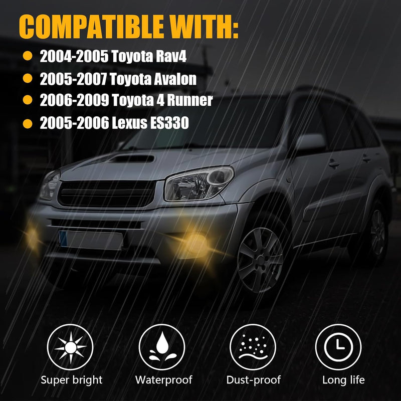 OKSIWA Halogen Fog Lights for 2004-2005 Toyota Rav4,2005-2007 Toyota Avalon,2006-2009 Toyota 4 Runner,2005-2006 Lexus ES330,Front Bumper Fog Lamps with Wiring Harness, Clear Lens-2