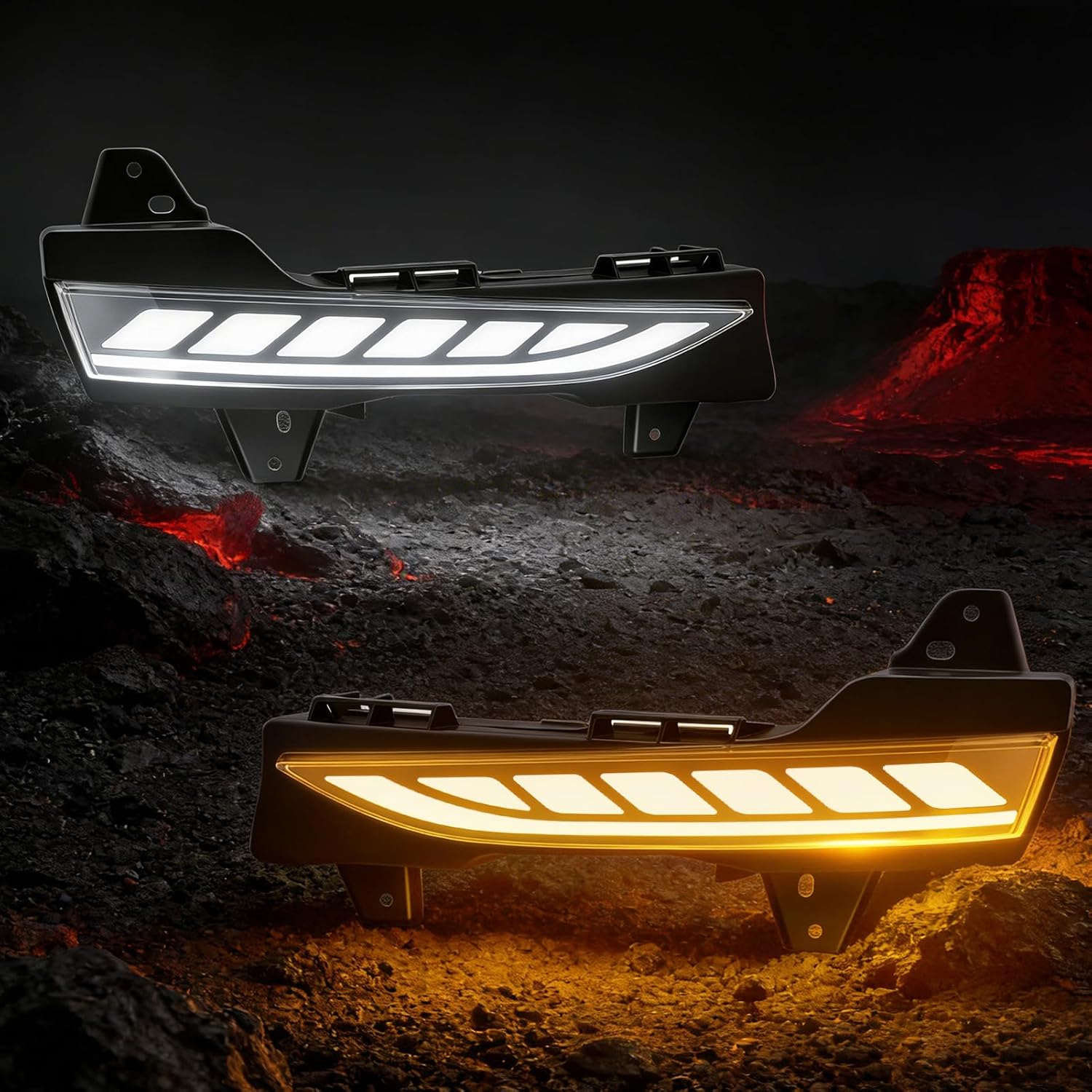 OKSIWA Sequential LED Daytime Running Lights For 2017-2023 Tesla Model 3,2020-2023 Model Y, Unique Design Dual-Colors DRL With Starting Animated Dynamic Amber Turn Signal led fog lights for tesla