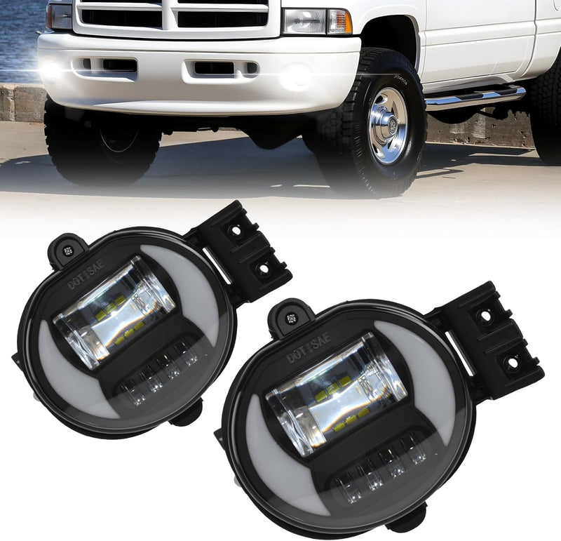 OKSIWA LED Fog Lights Compatible With 2002-2009 Ram 1500 2500 3500/2004-2006 Durango Pickup Truck 2002-2008 Ram Front Bumper Driving Fog Lamp 1 Pair of Fog Lights Clear Lens-1